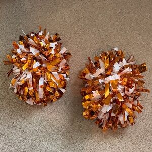 Orange and White Cheer Pom Poms